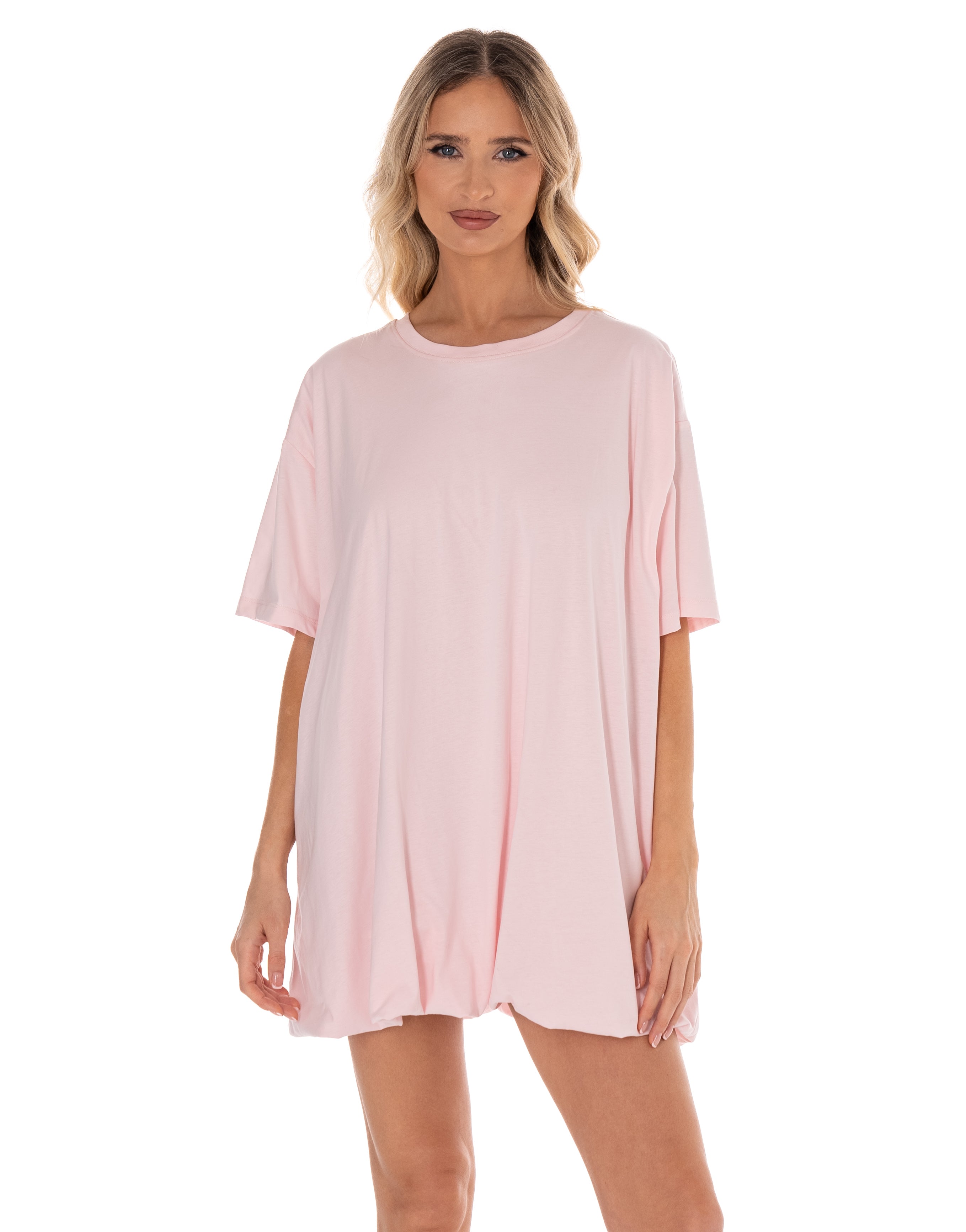 Loose T-Shirt Mini Dress - Pink