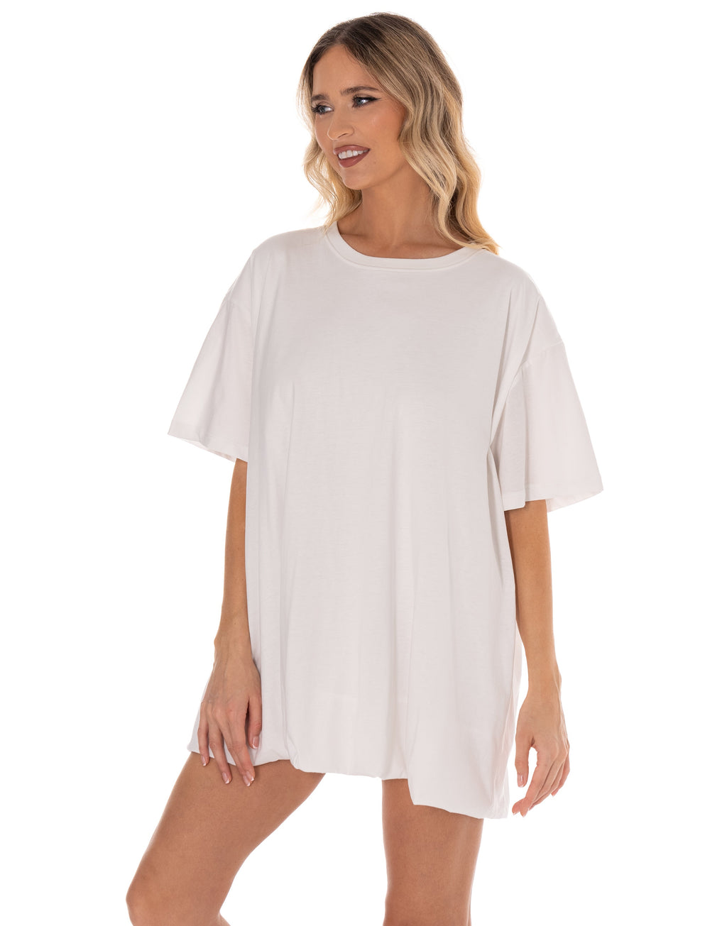 Loose T-Shirt Mini Dress - White