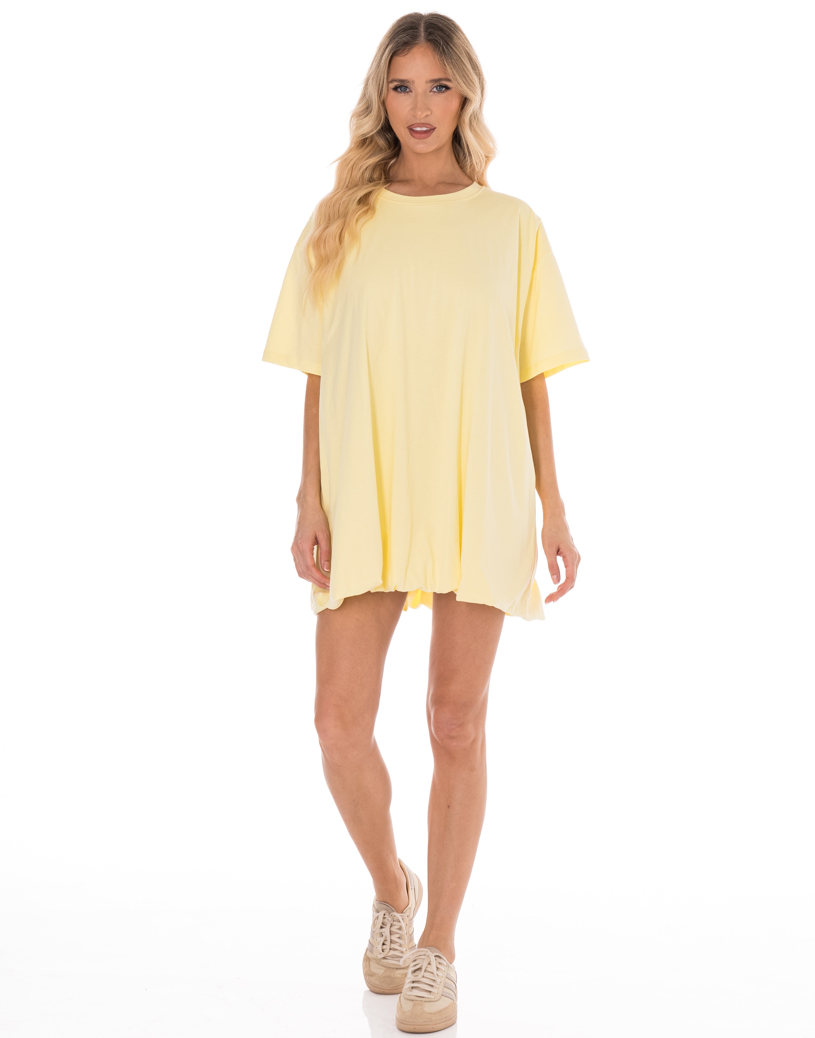 Loose T-Shirt Mini Dress - Yellow