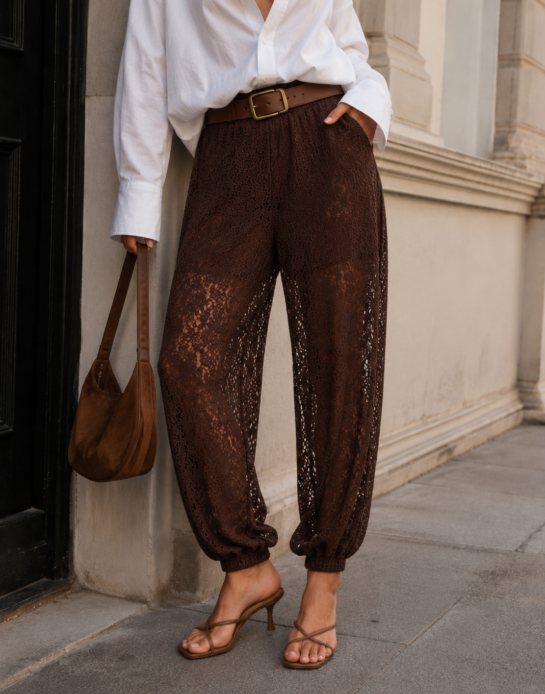 Sheer Balloon Pant - Coffee