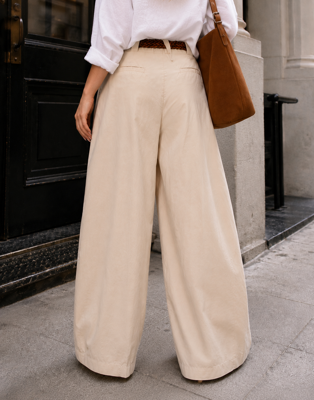 Linen Belted Balloon Pant - Apricot