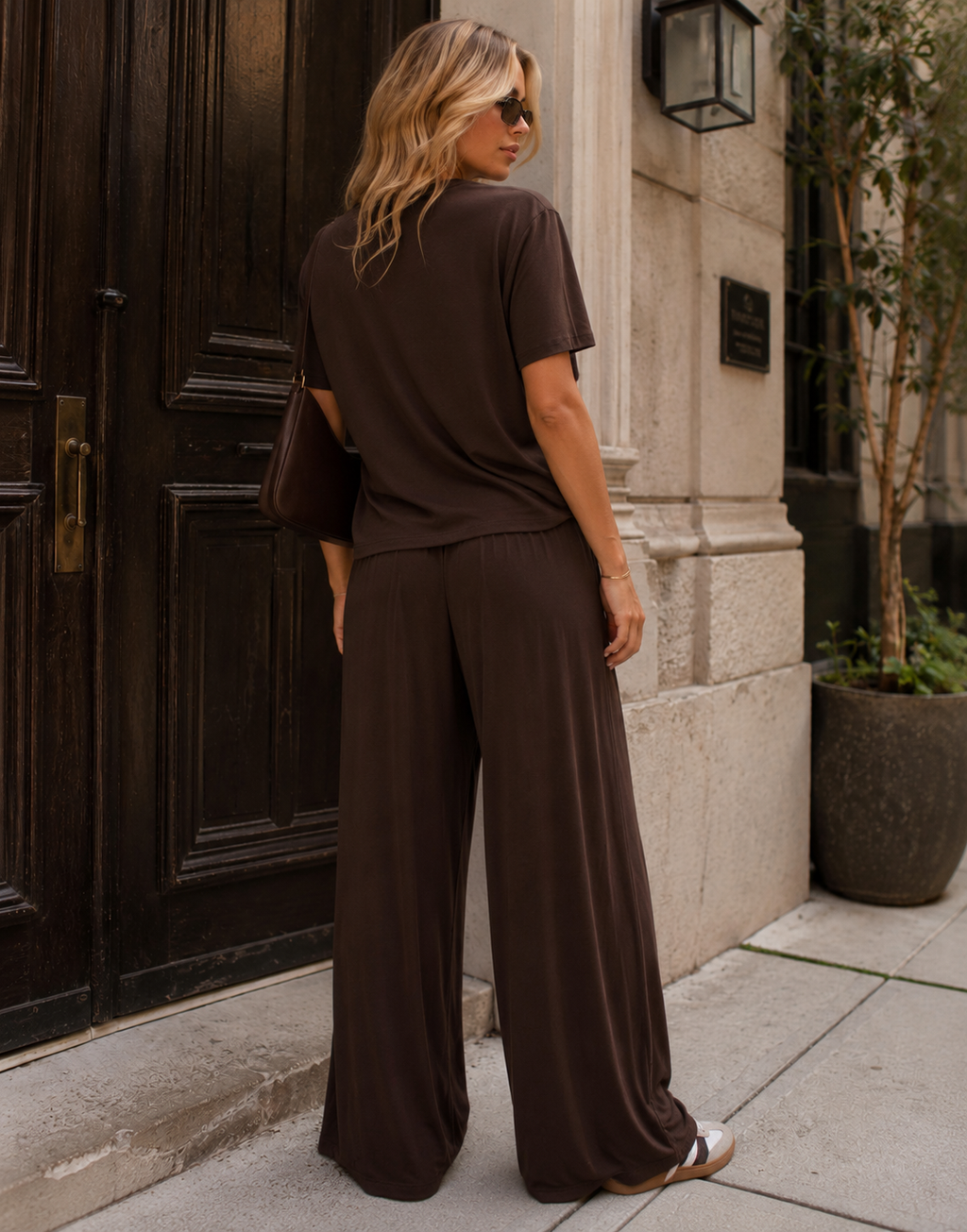 Loungewear Top And Pant Set - Brown