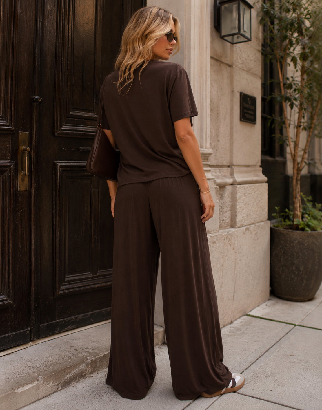 Loungewear Top And Pant Set - Brown