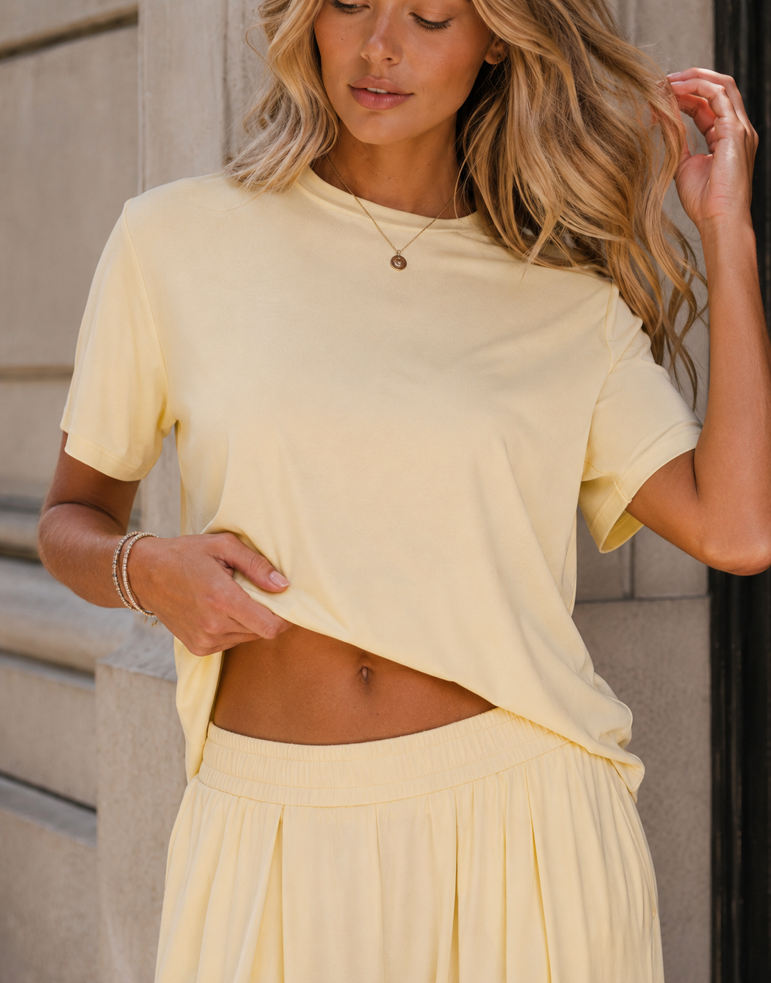 Loungewear Top And Pant Set - Yellow
