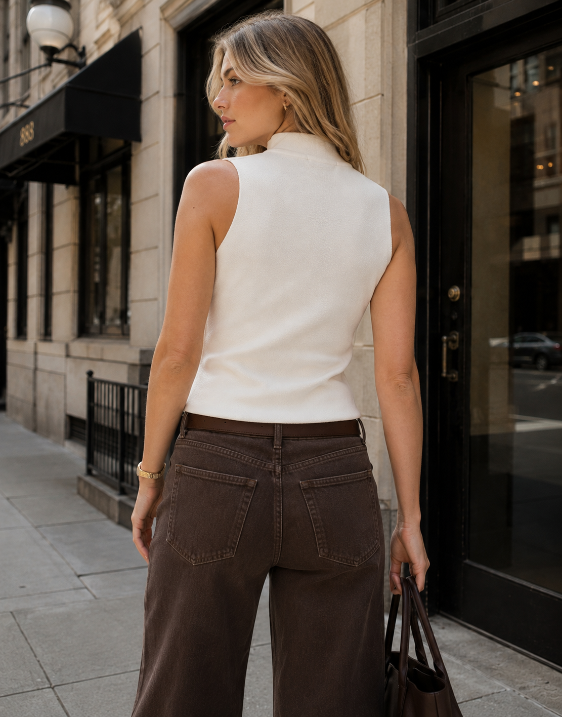 Military Button Vest - Beige