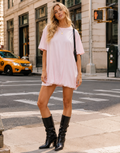 Loose T-Shirt Mini Dress - Pink