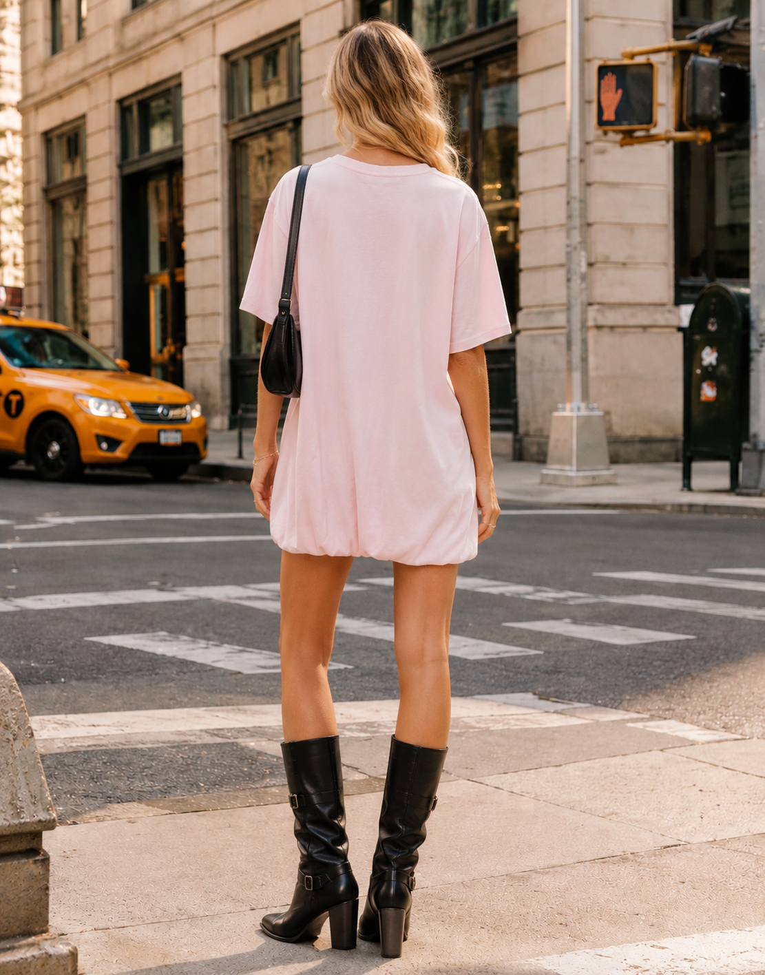 Loose T-Shirt Mini Dress - Pink