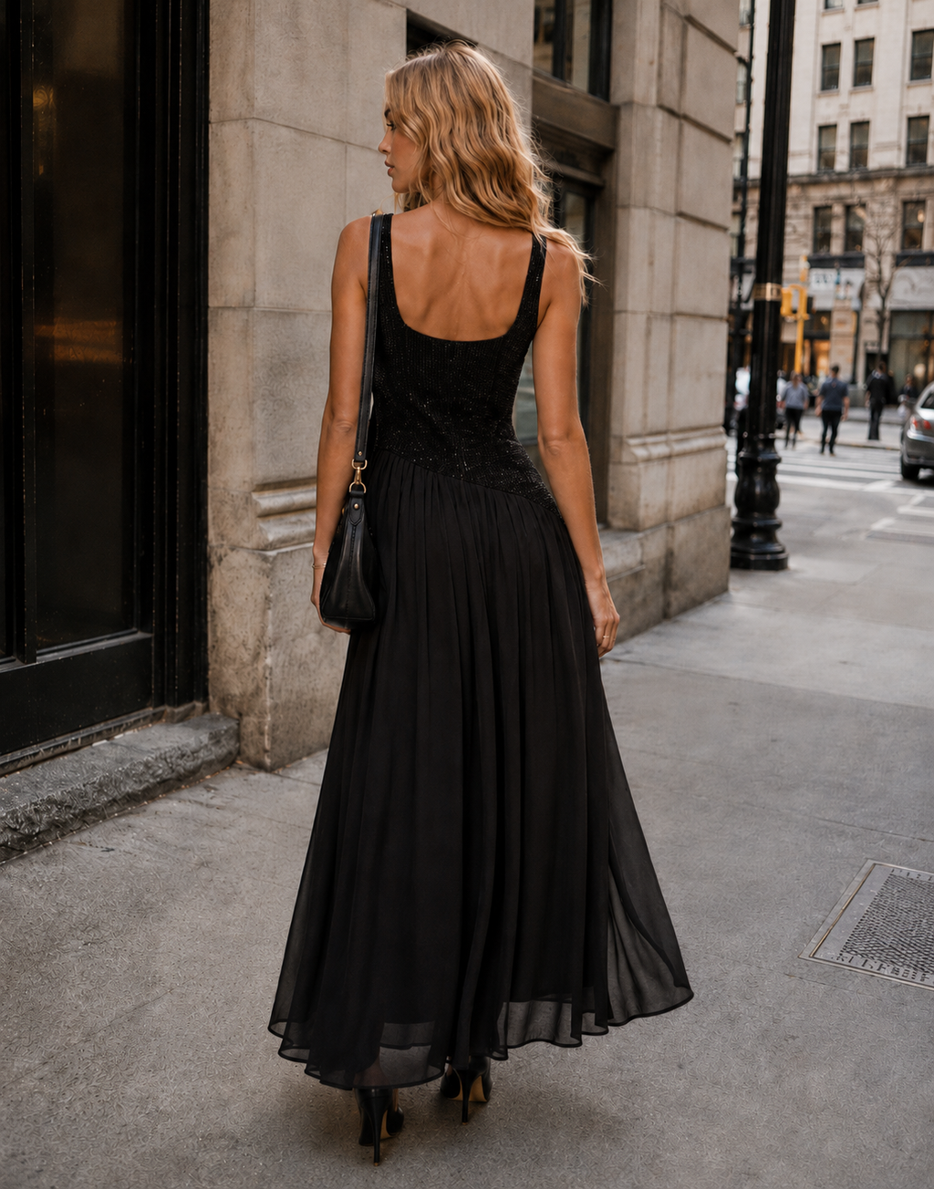 Sleeveless Full Length Evening Gown - Black