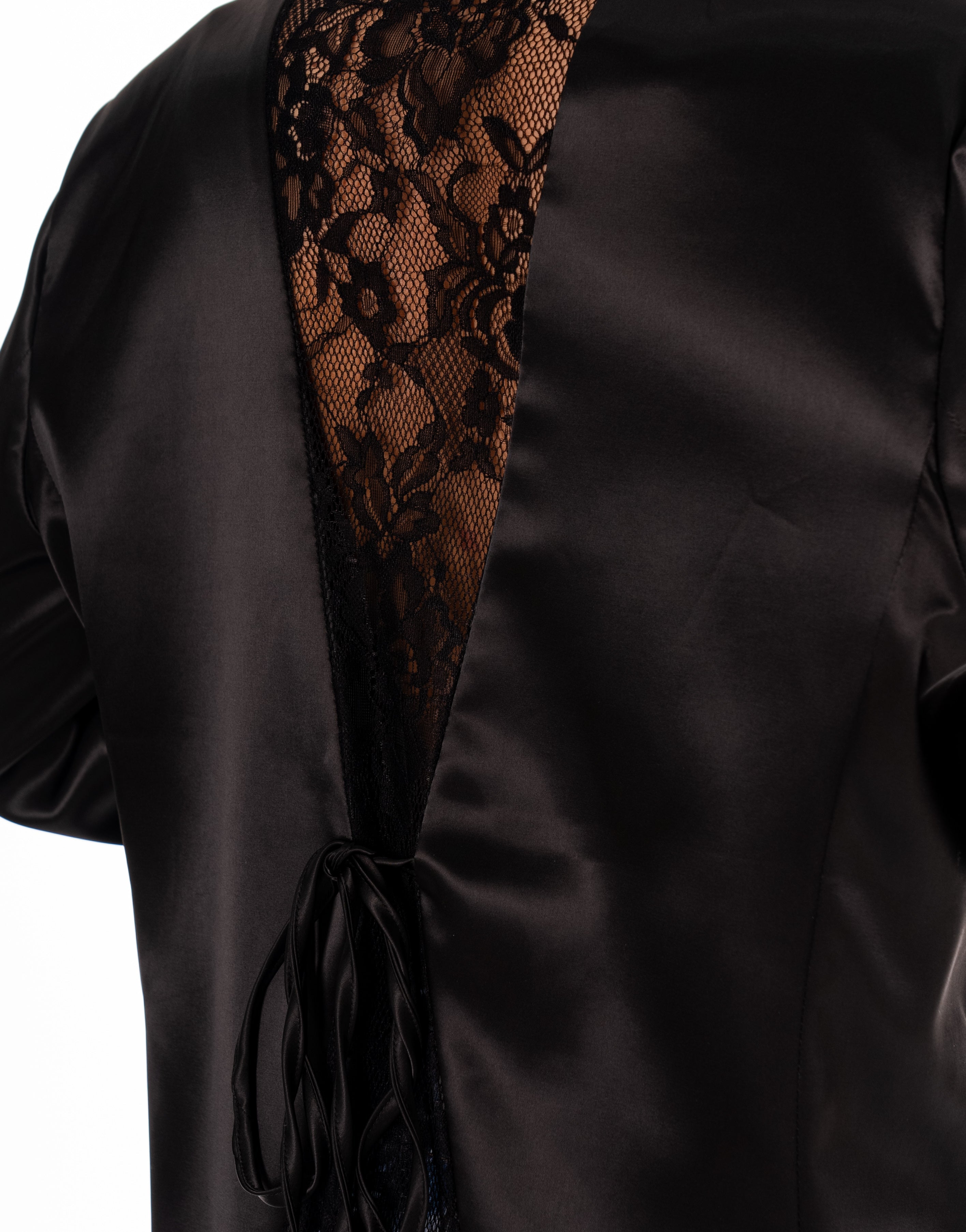 Satin Double-Breasted Blazer - Black
