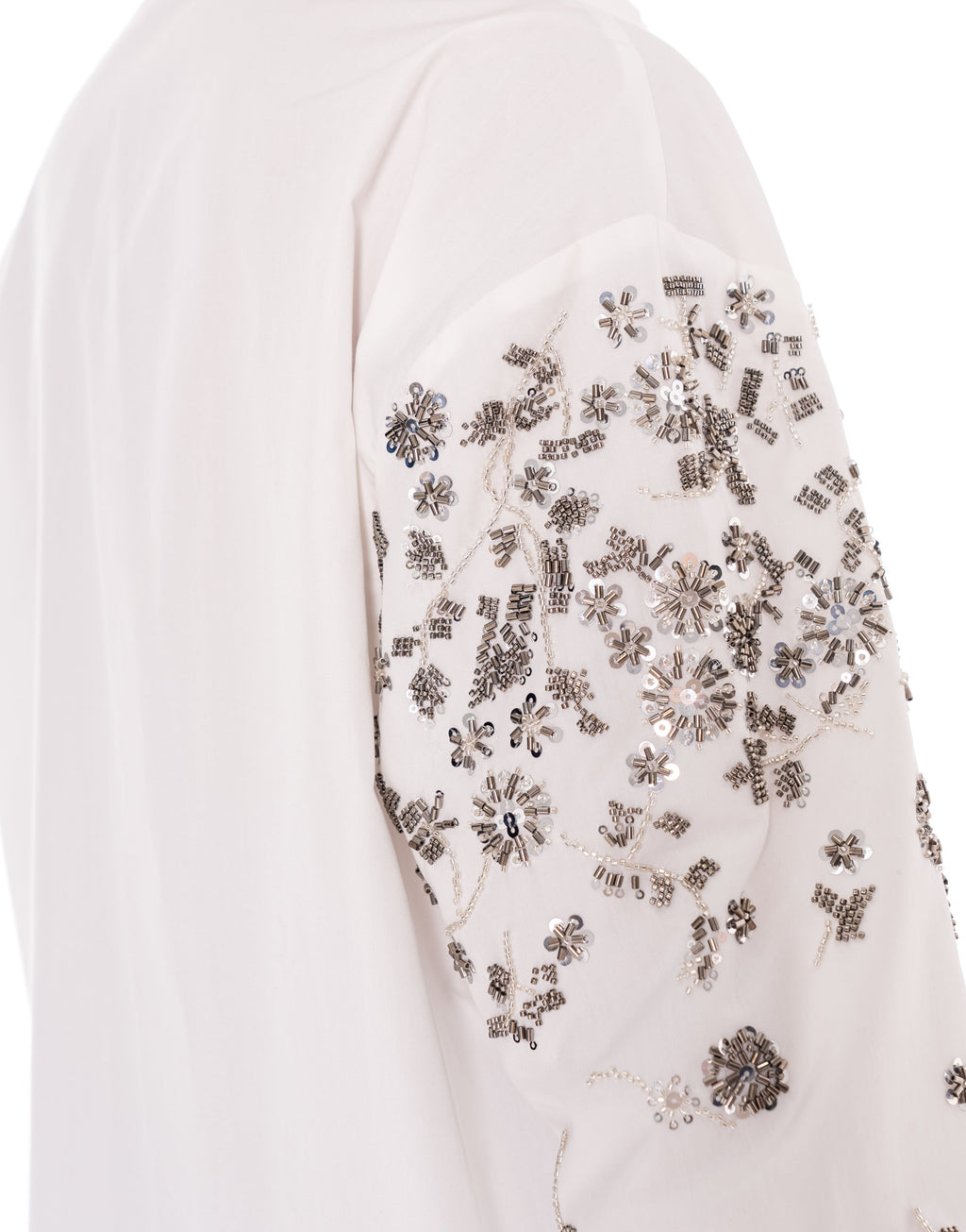 Embroidered Long-Sleeve Button-Down - White