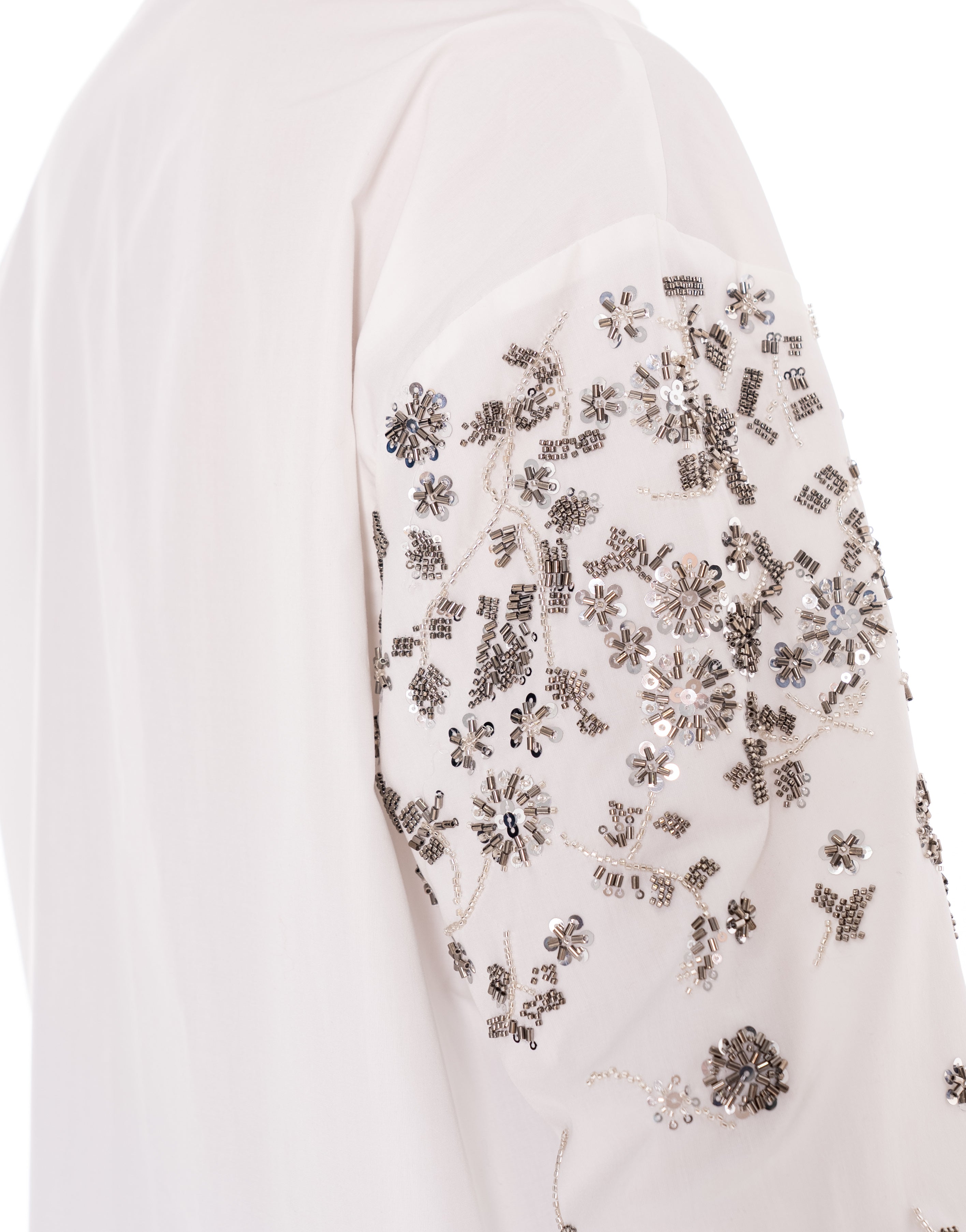 Embroidered Long-Sleeve Button-Down - White