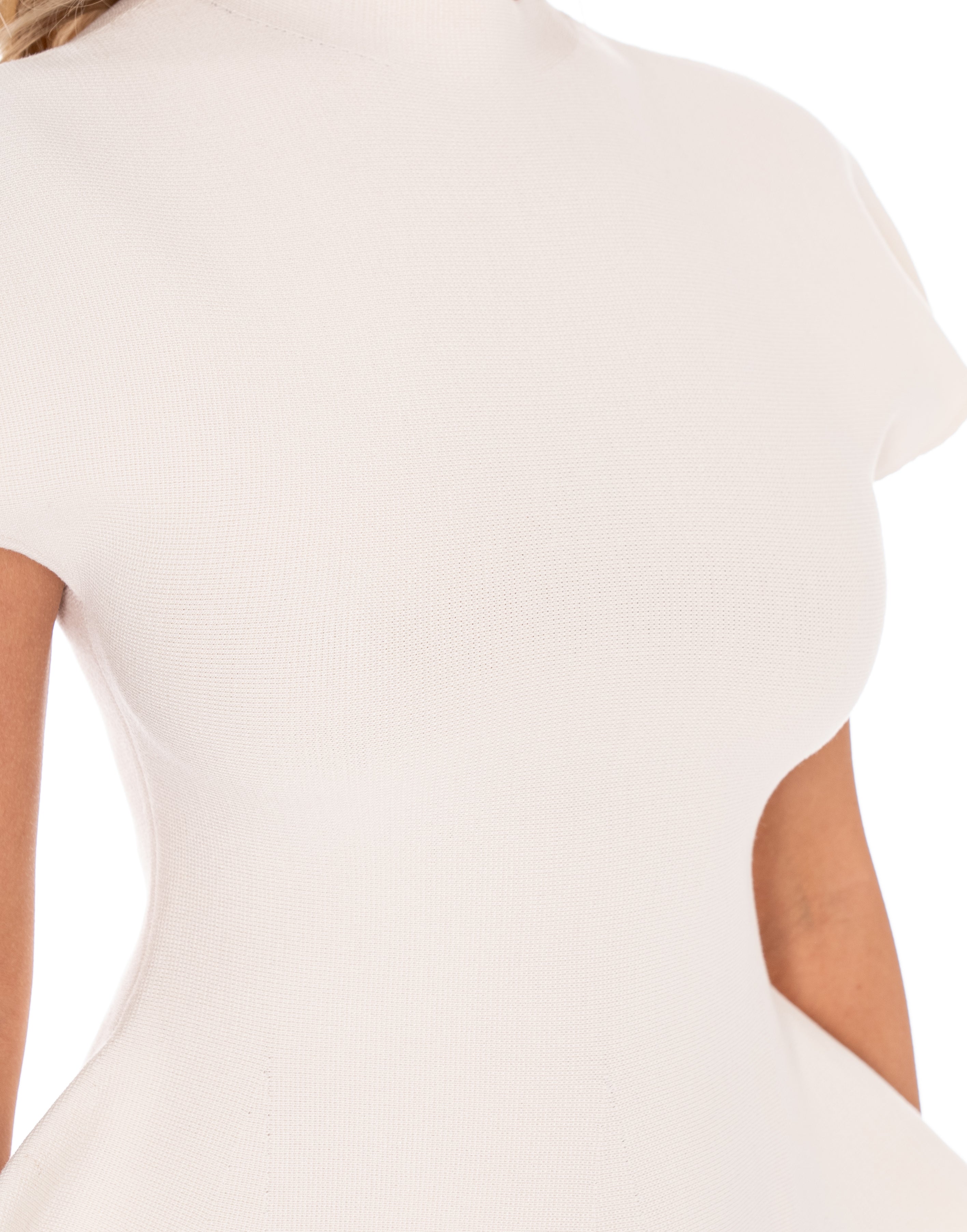 Structured Peplum Short-Sleeve Top - White