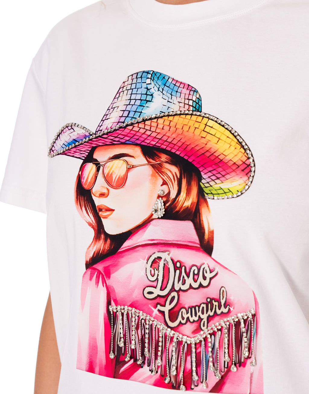 Disco Cowgirl Graphic Tee - White