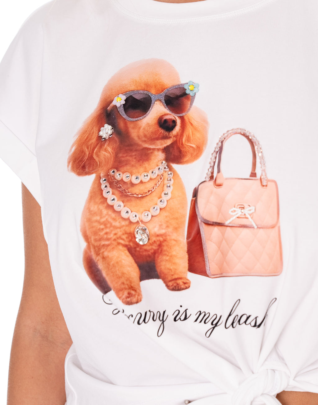 Graphic Dog Print Tie Tee - White