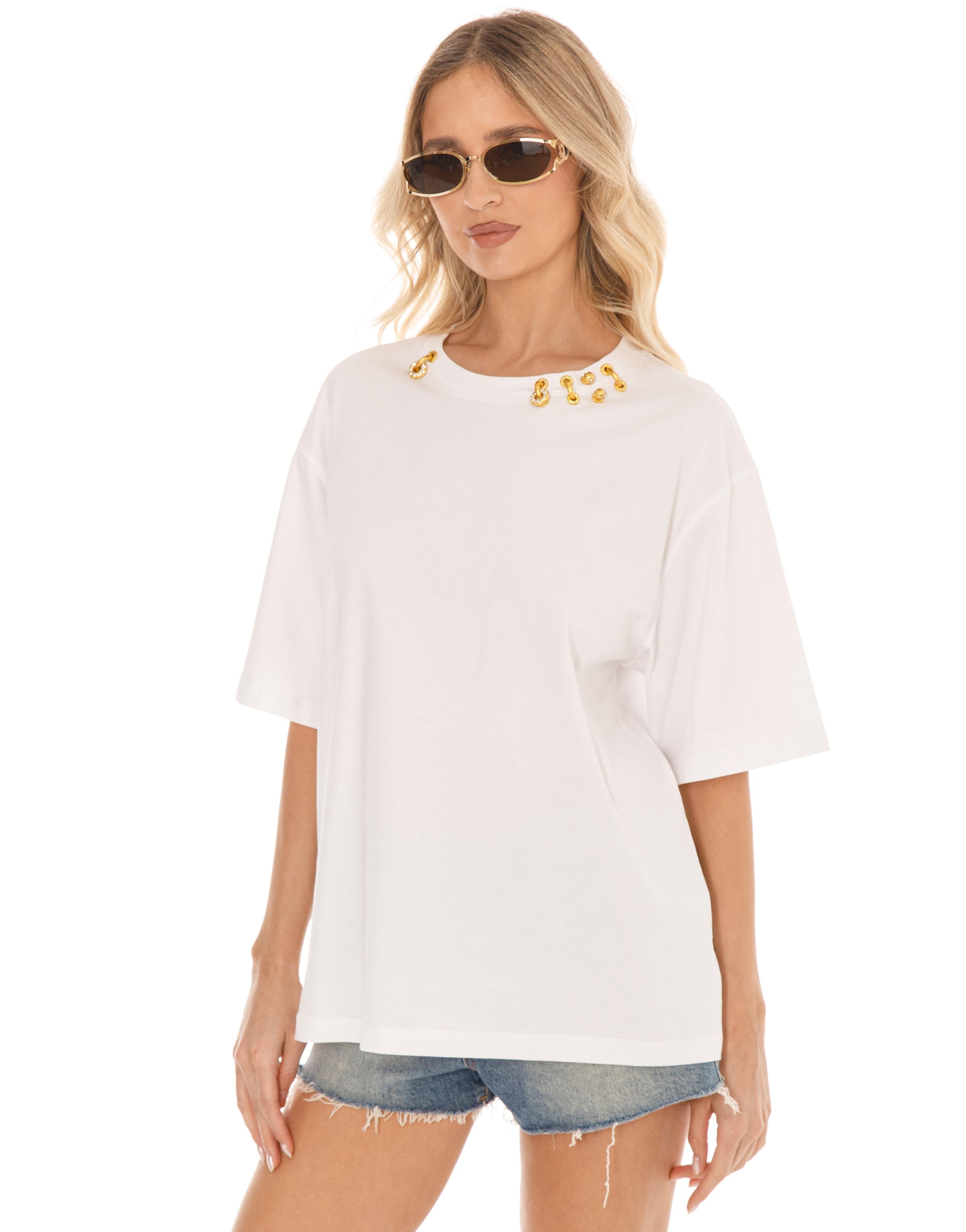Embellished Oversized Tee - White