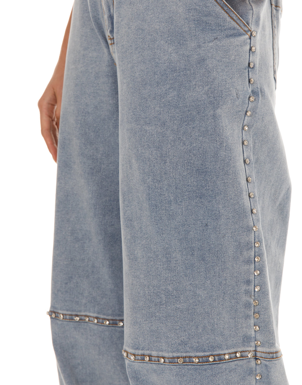Denim Crop Top with Cape Sleeves - Denim