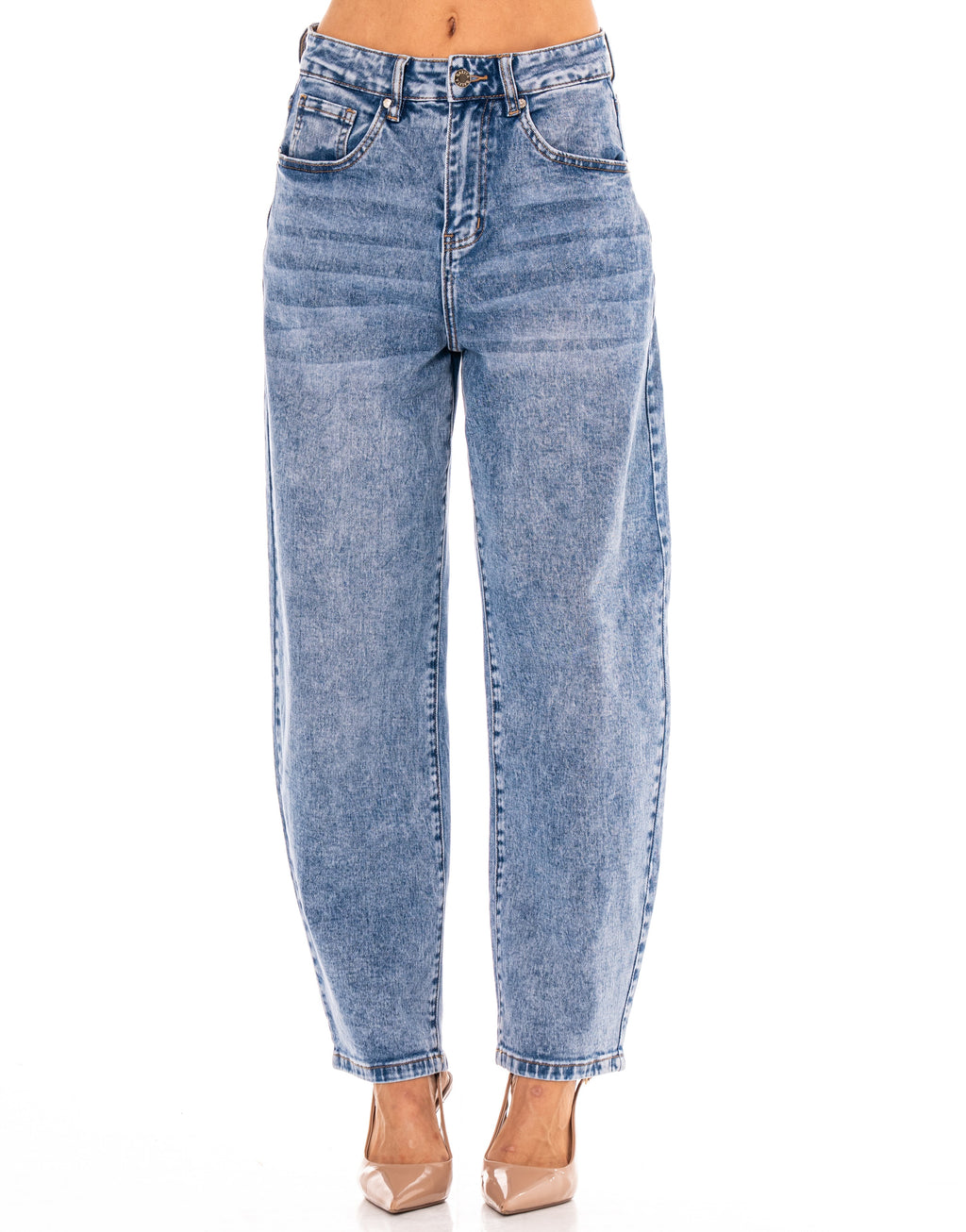 Wide-Leg Denim Jeans - Denim