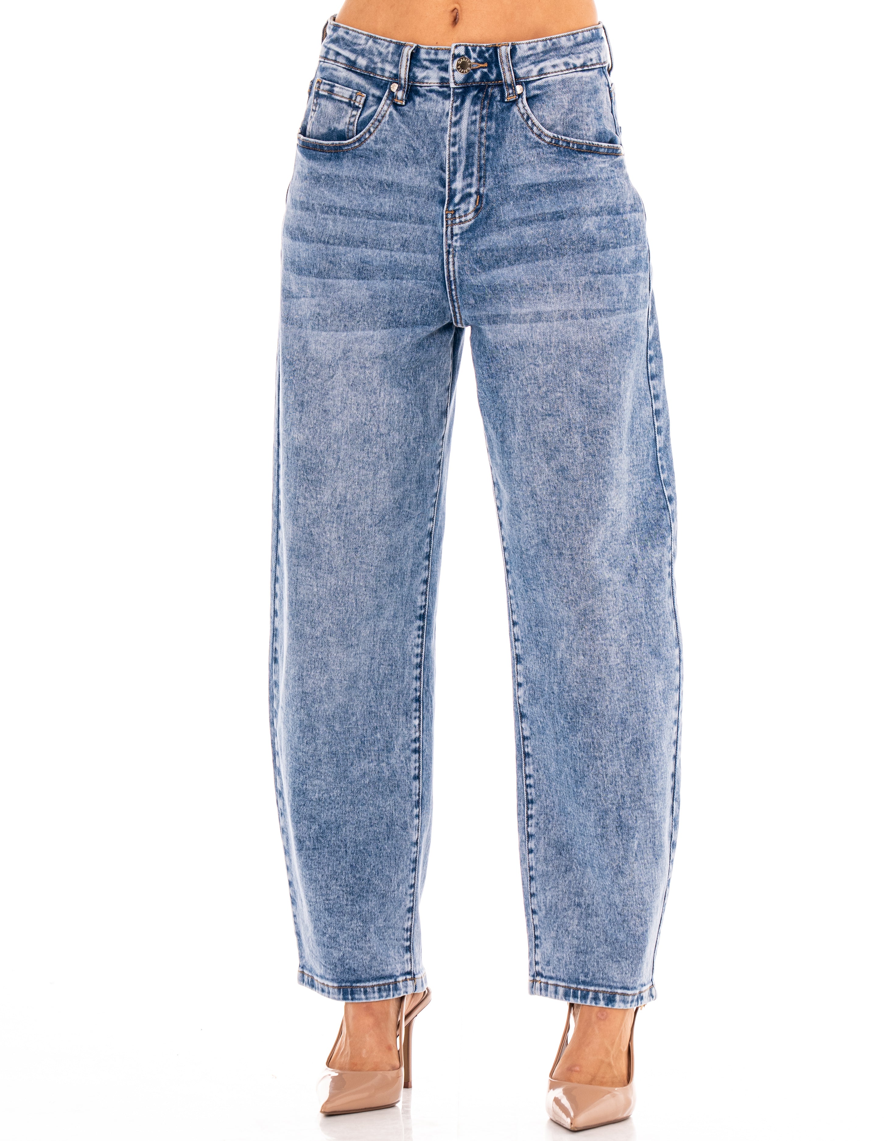 Wide-Leg Denim Jeans - Denim