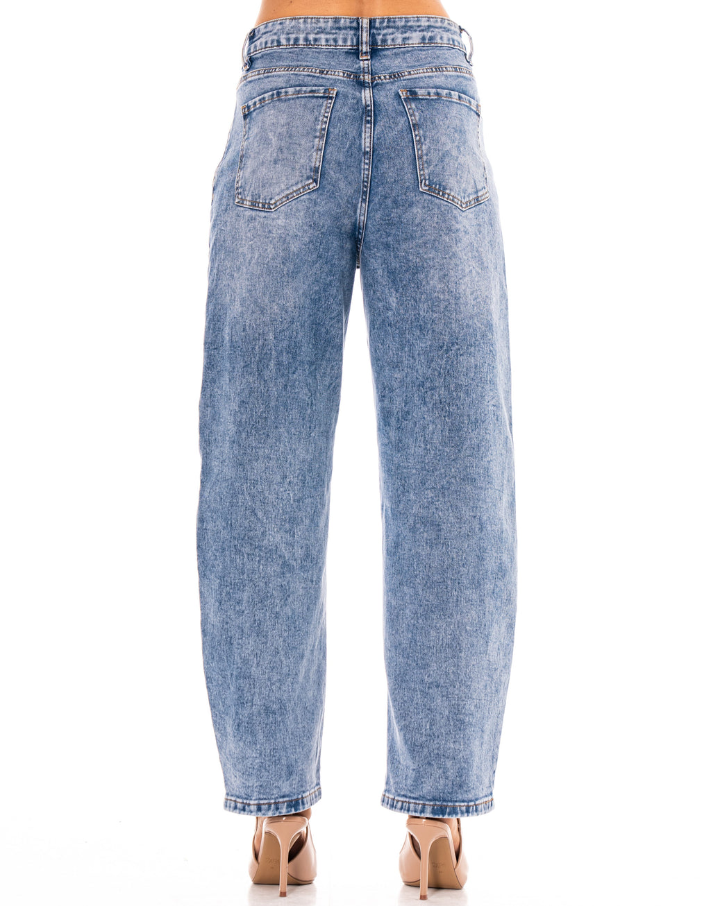 Wide-Leg Denim Jeans - Denim