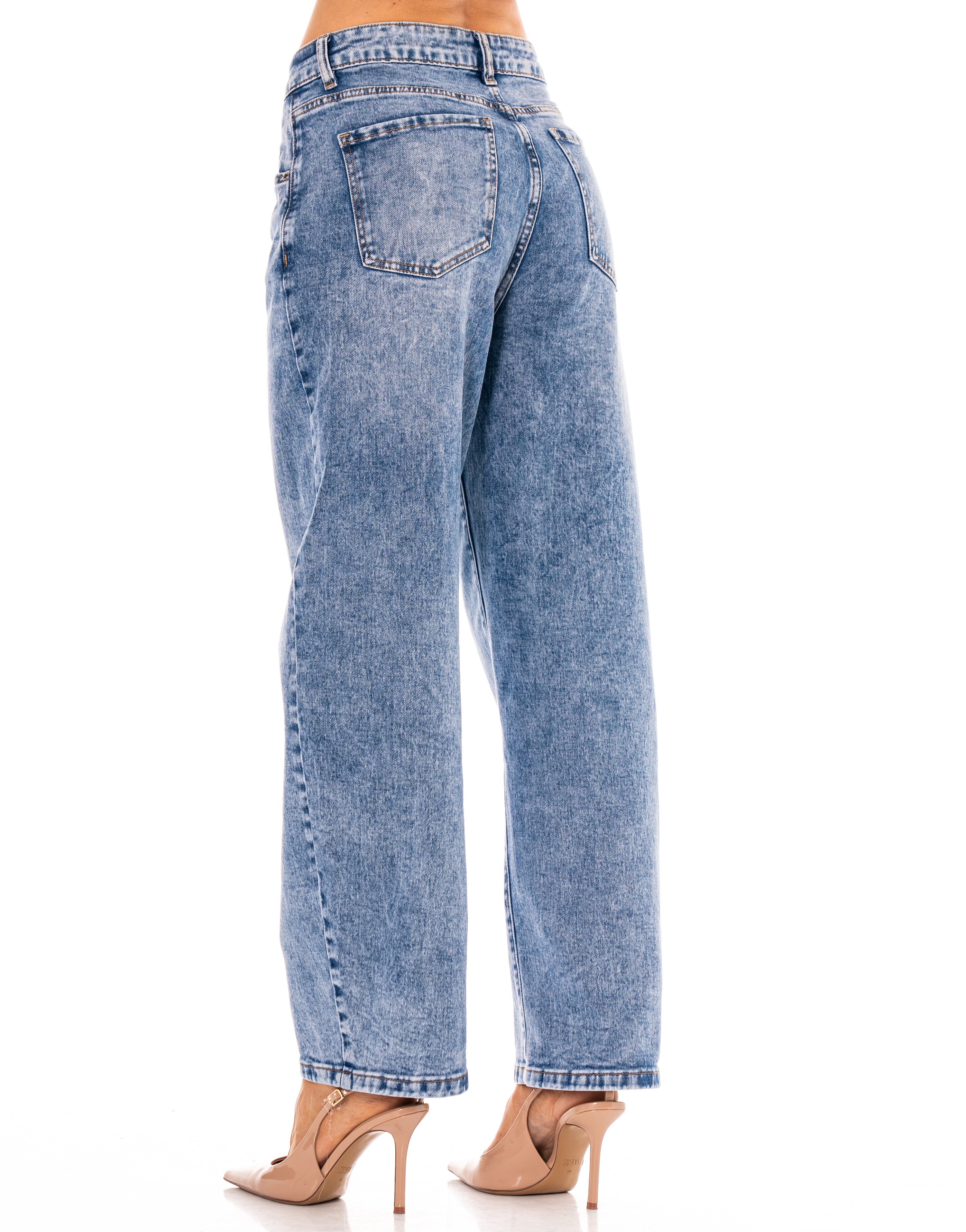 Wide-Leg Denim Jeans - Denim