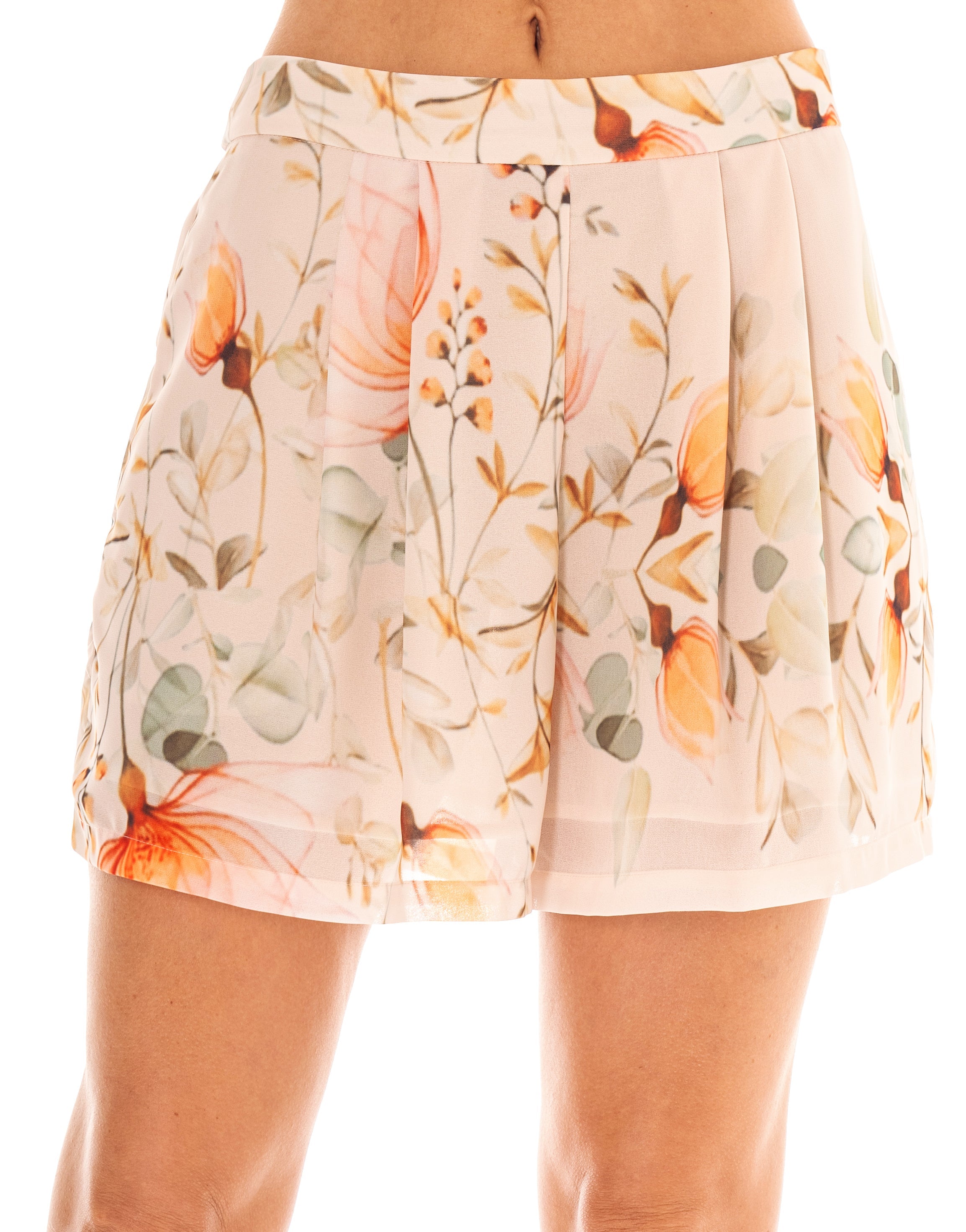 Floral Pleated Shorts - Multi