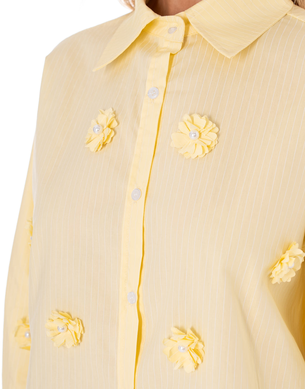 Yellow Embellished Button-Down Shirt - Yellow