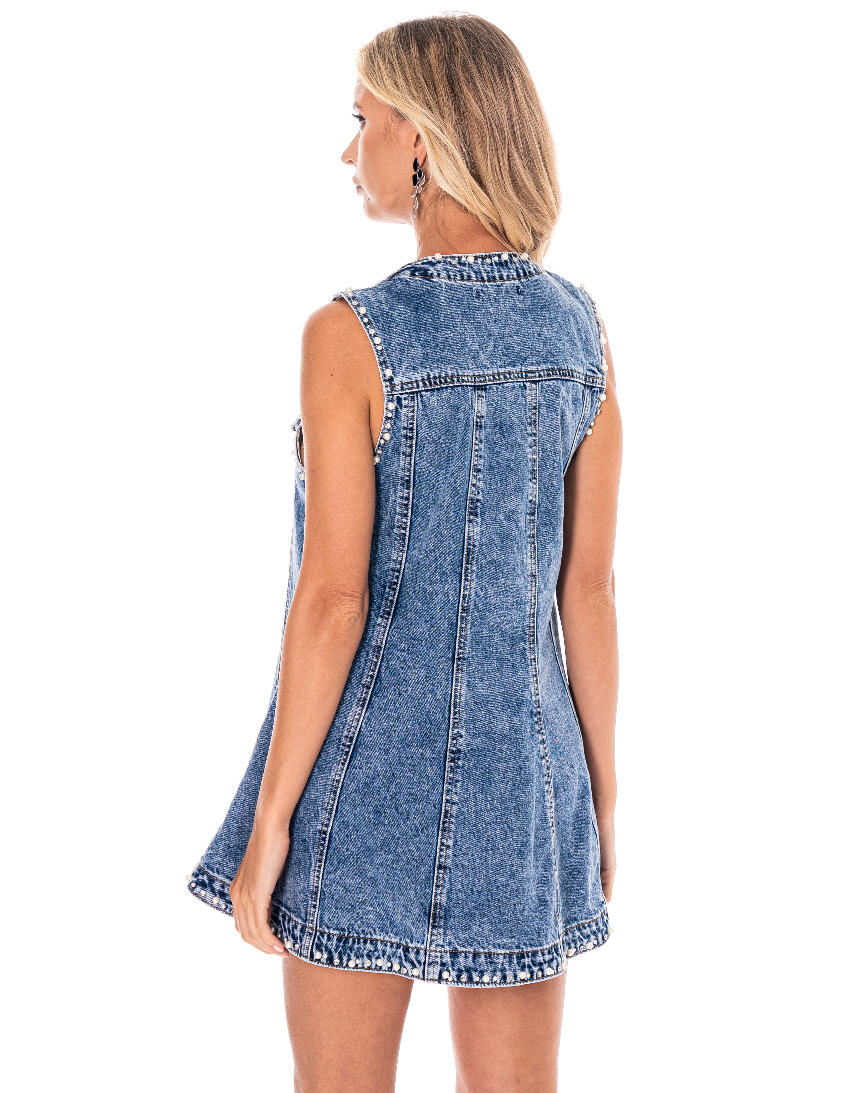 Denim Button-Down Mini Dress - Denim