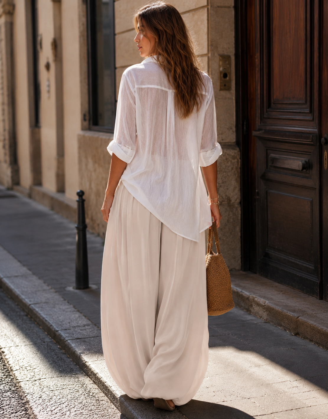 Flowy Wide-Leg Pant - Apricot