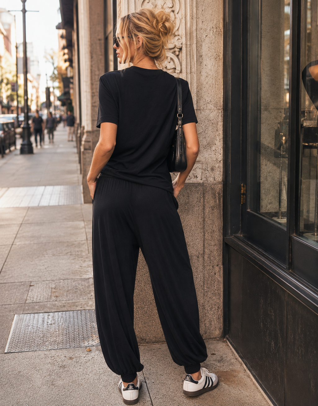 Loungewear Top And Pant Set - Black