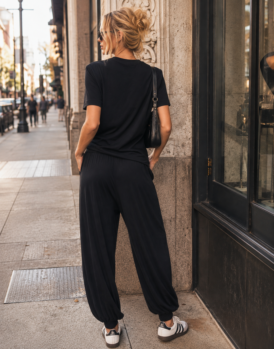 Loungewear Top And Pant Set - Black