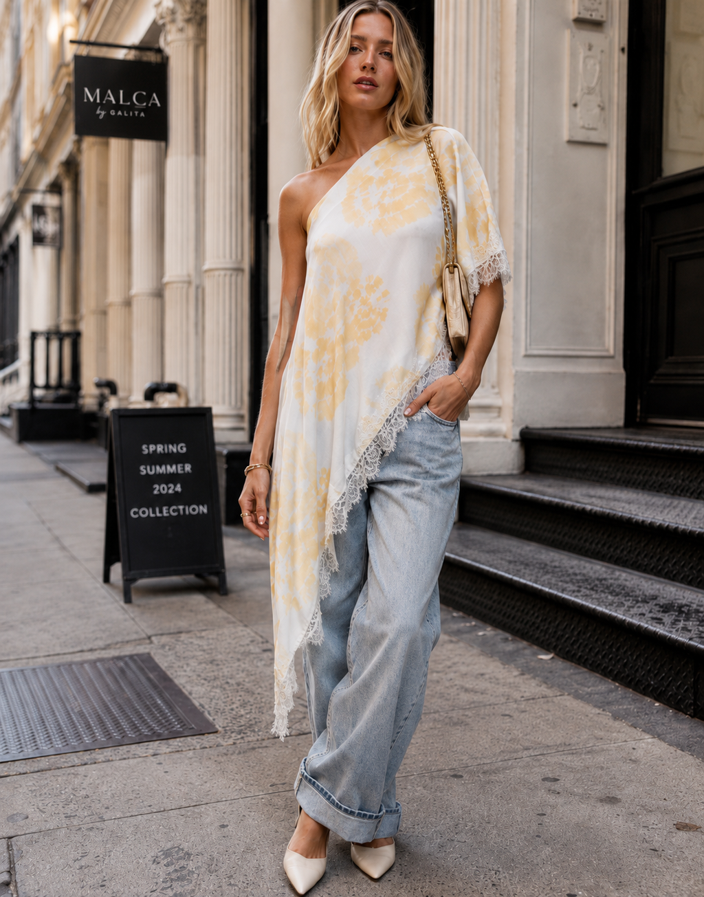 One Shoulder Asymmetrical Top - Light Blue
