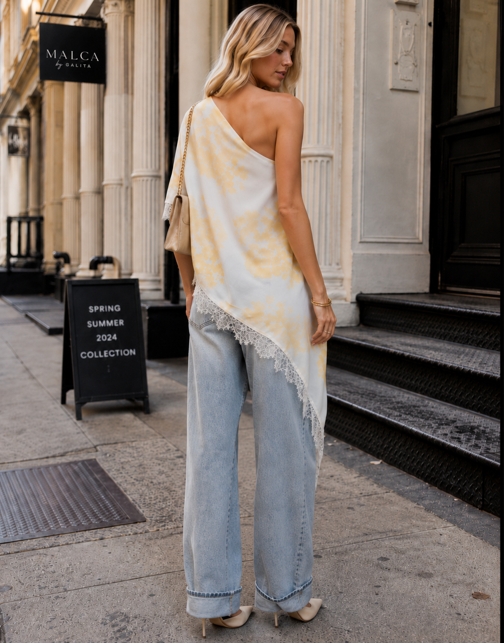 One Shoulder Asymmetrical Top - Light Blue
