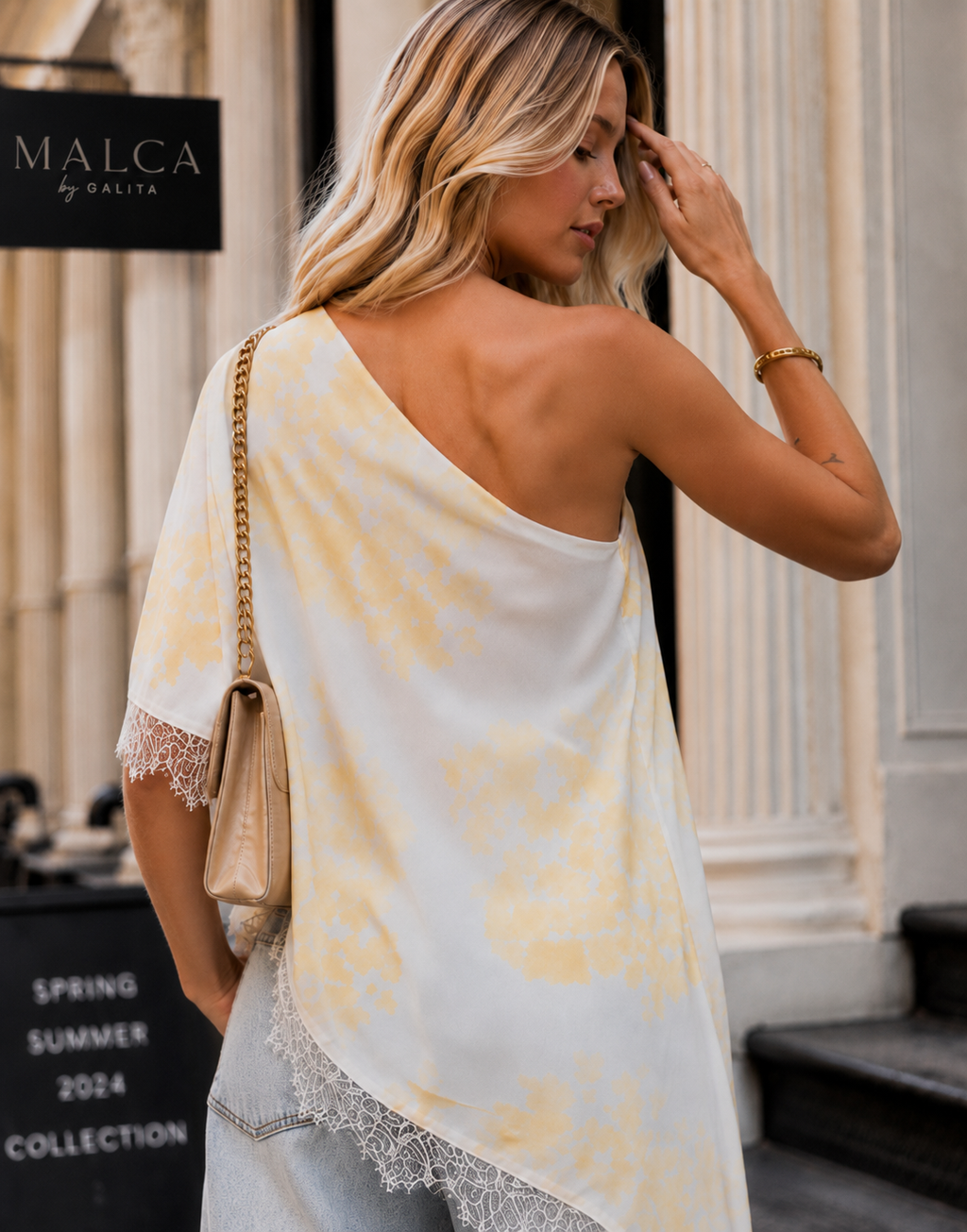 One Shoulder Asymmetrical Top - Light Blue