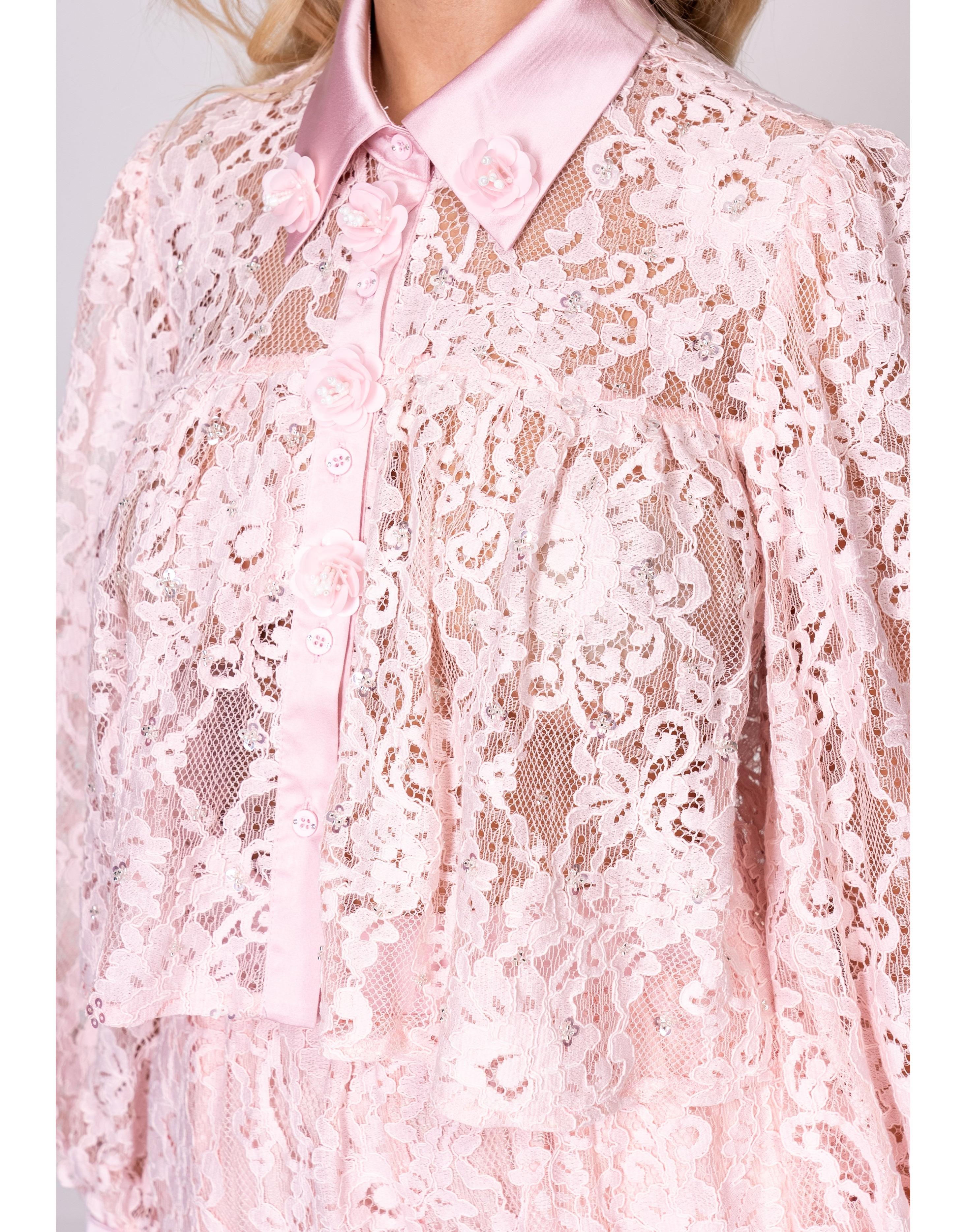 Sheer Lace Two-Piece Set - Pink