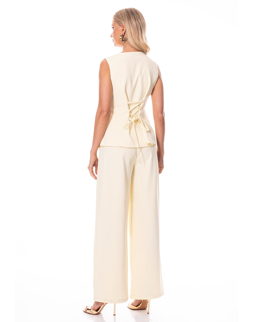 Pleated Vest Set - Yellow