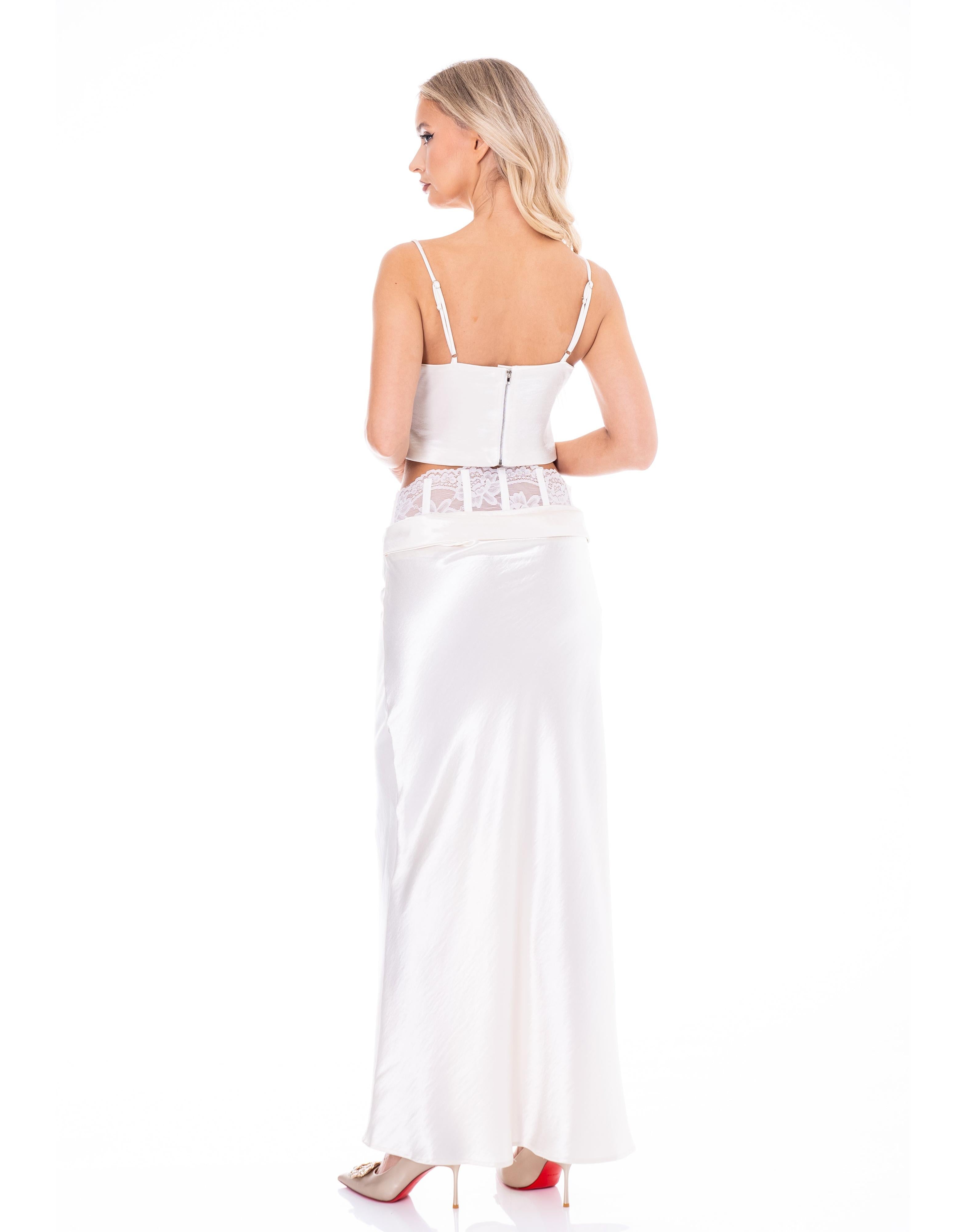 Satin Crop Top & Maxi Skirt Set - Beige