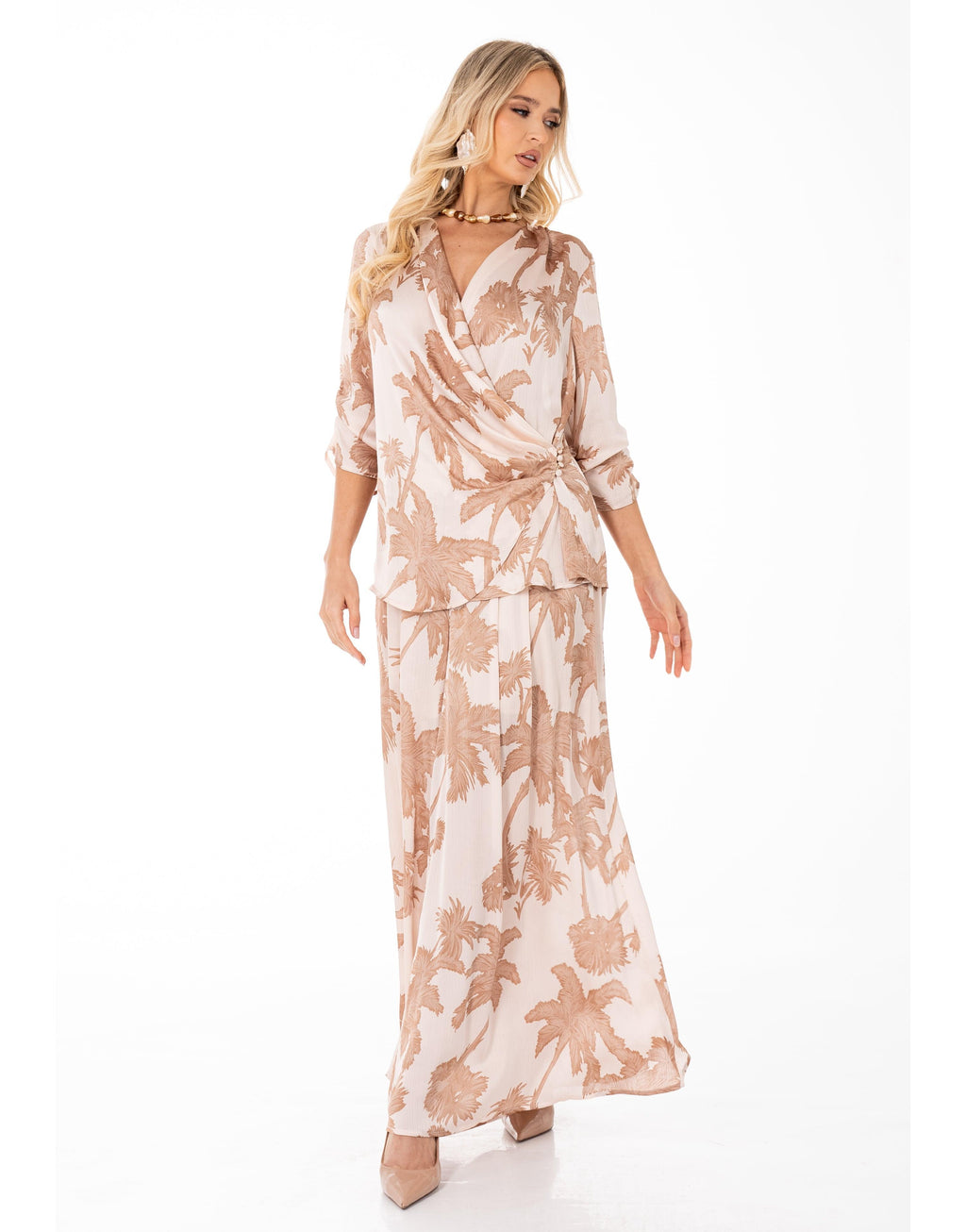 Palm Print Matching Set - Camel