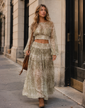 Two-Piece Set With Crop Top And Maxi Skirt - Green