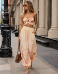 Floral Strapless Matching Set - Yellow