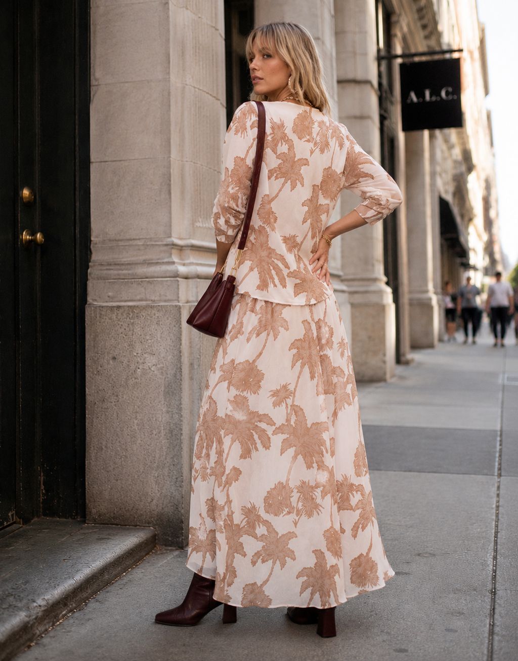 Palm Print Matching Set - Camel