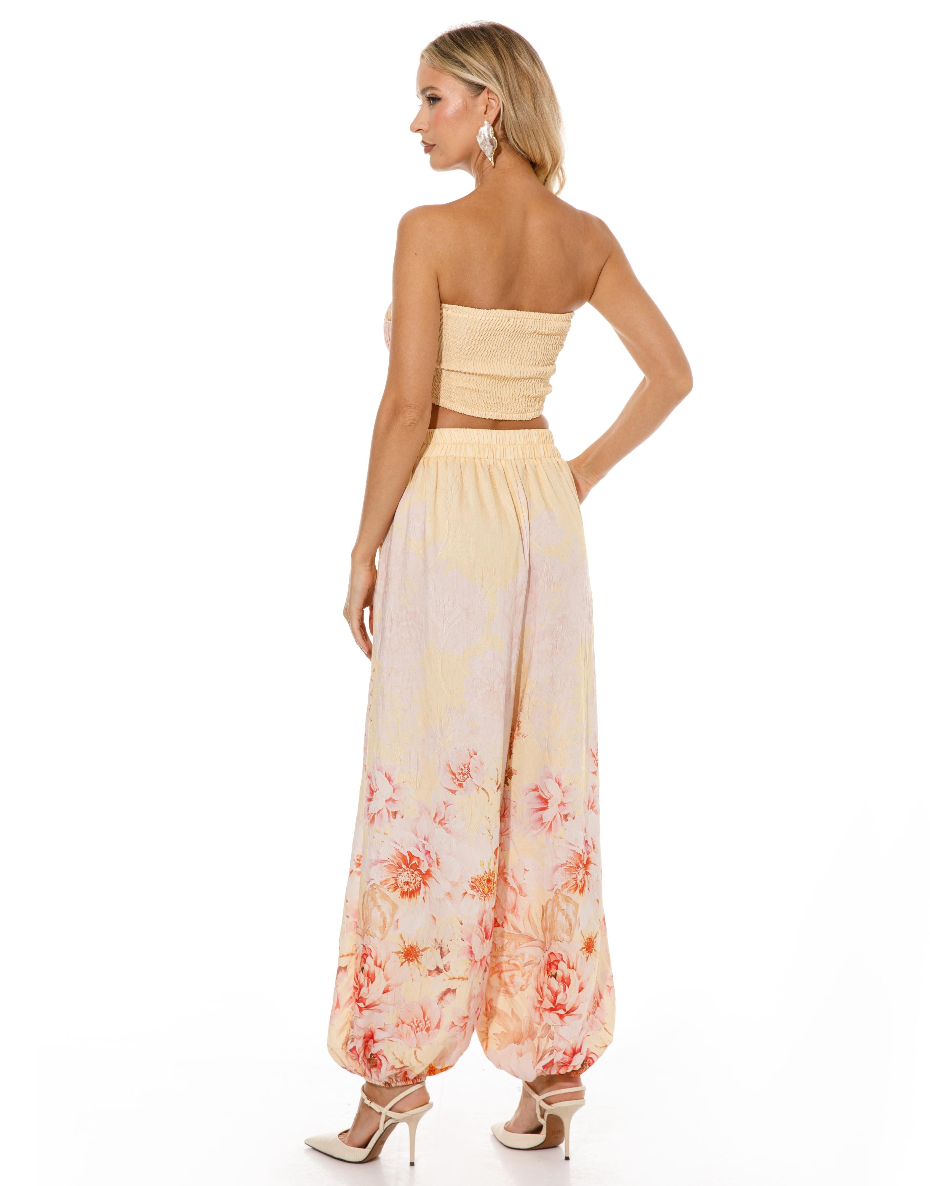 Floral Strapless Matching Set - Yellow