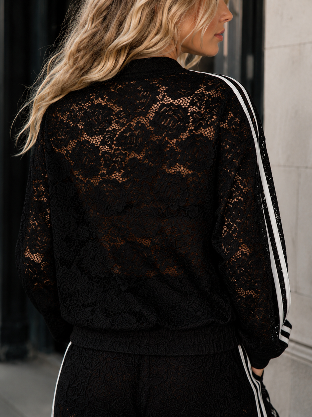 Lace Tracksuit Set - Black