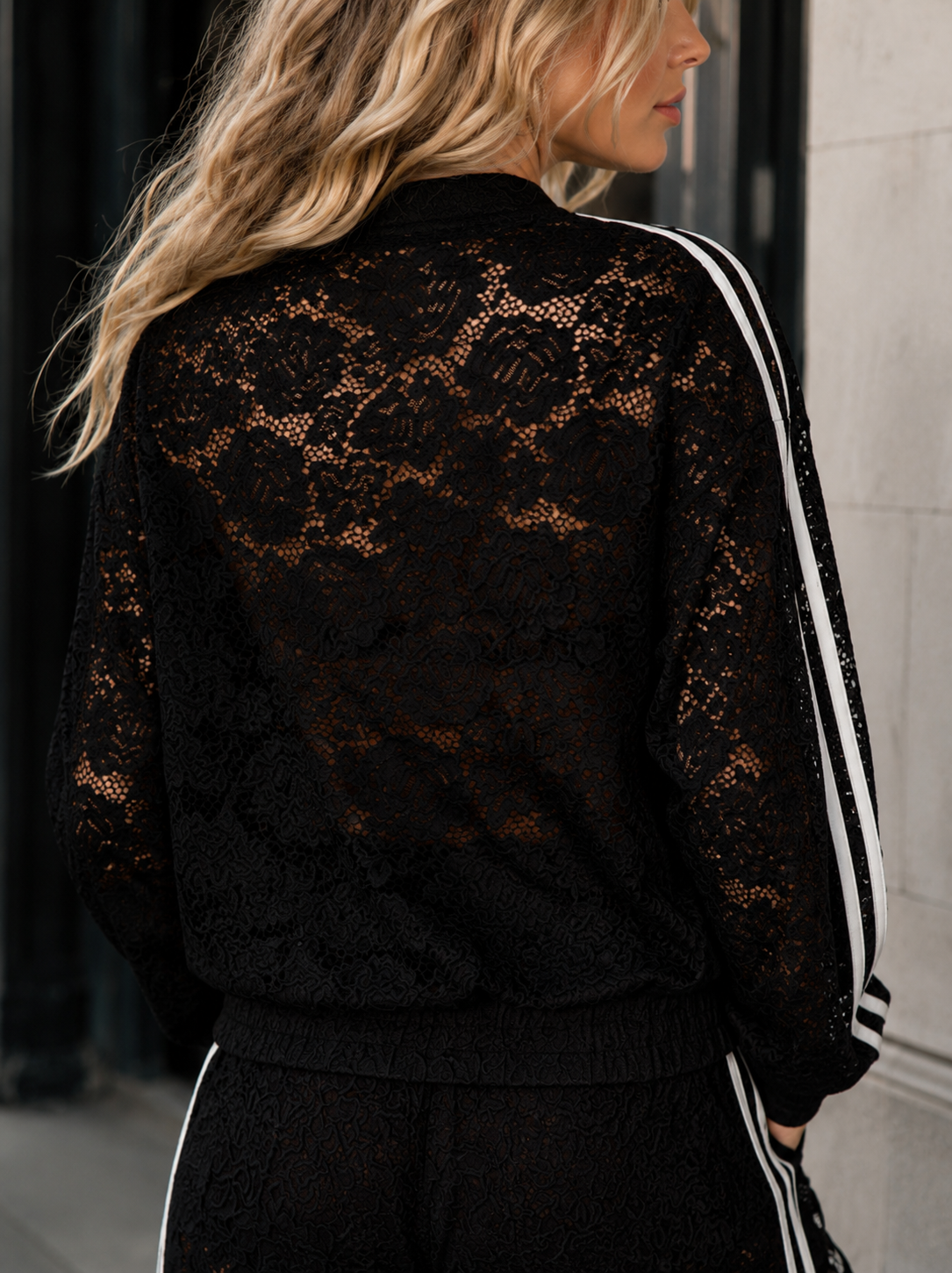 Lace Tracksuit Set - Black