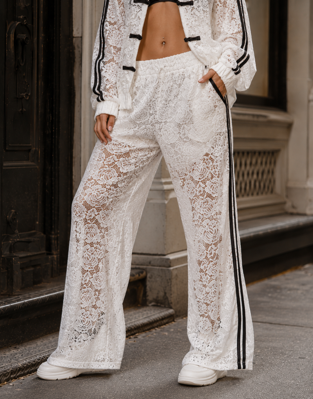Lace Tracksuit Set - White
