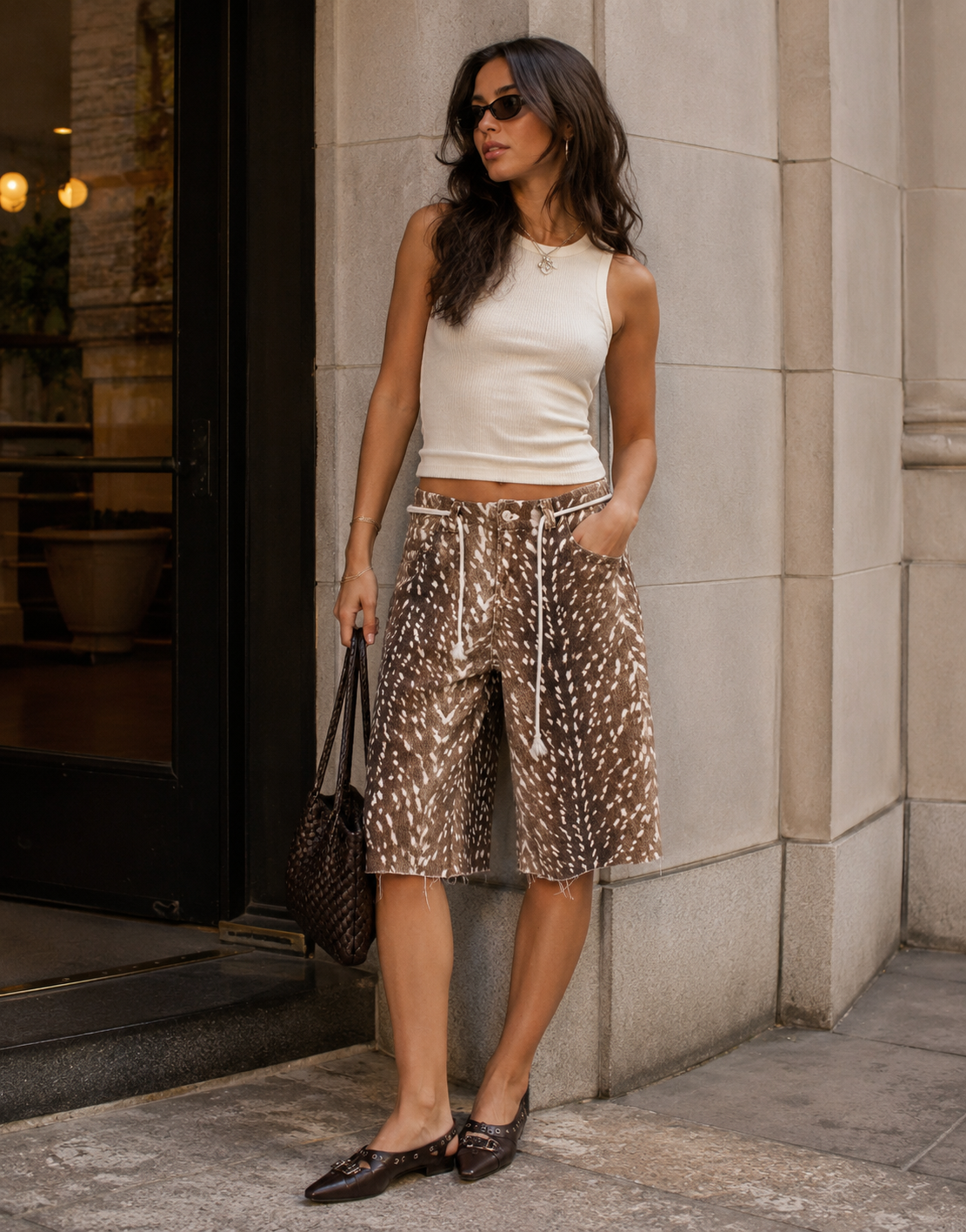 Leopard Shorts - Brown