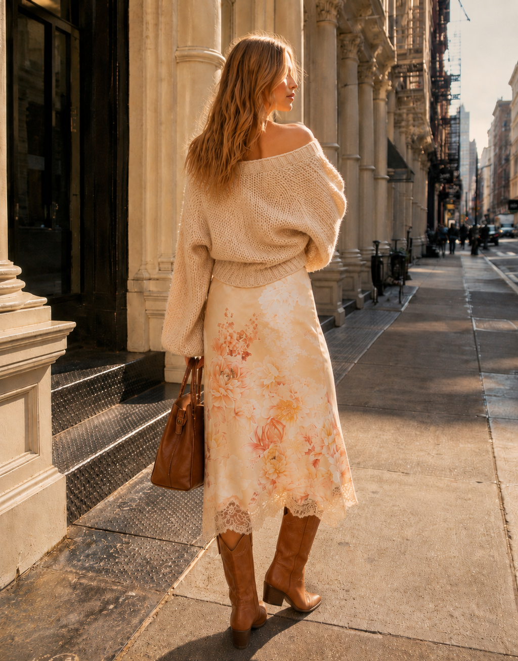 Floral Midi Skirt - Yellow