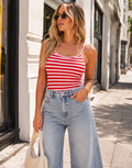 Striped Bodysuit - Red