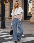 Lace Bodysuit With Boxy Cropped Tee Combo - White