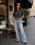 Cropped Studded T Shirt - Black