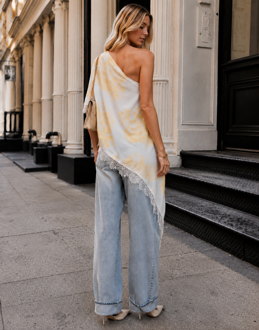 One Shoulder Asymmetrical Top - Light Blue